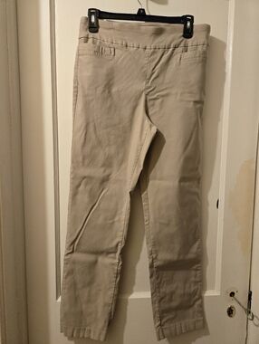 Beige Stretch Casual Women's Pants